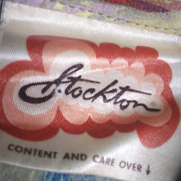 Vintage Stockton Abstract Strokes Geometric Polyester Disco Shirt - Picture 4 of 7